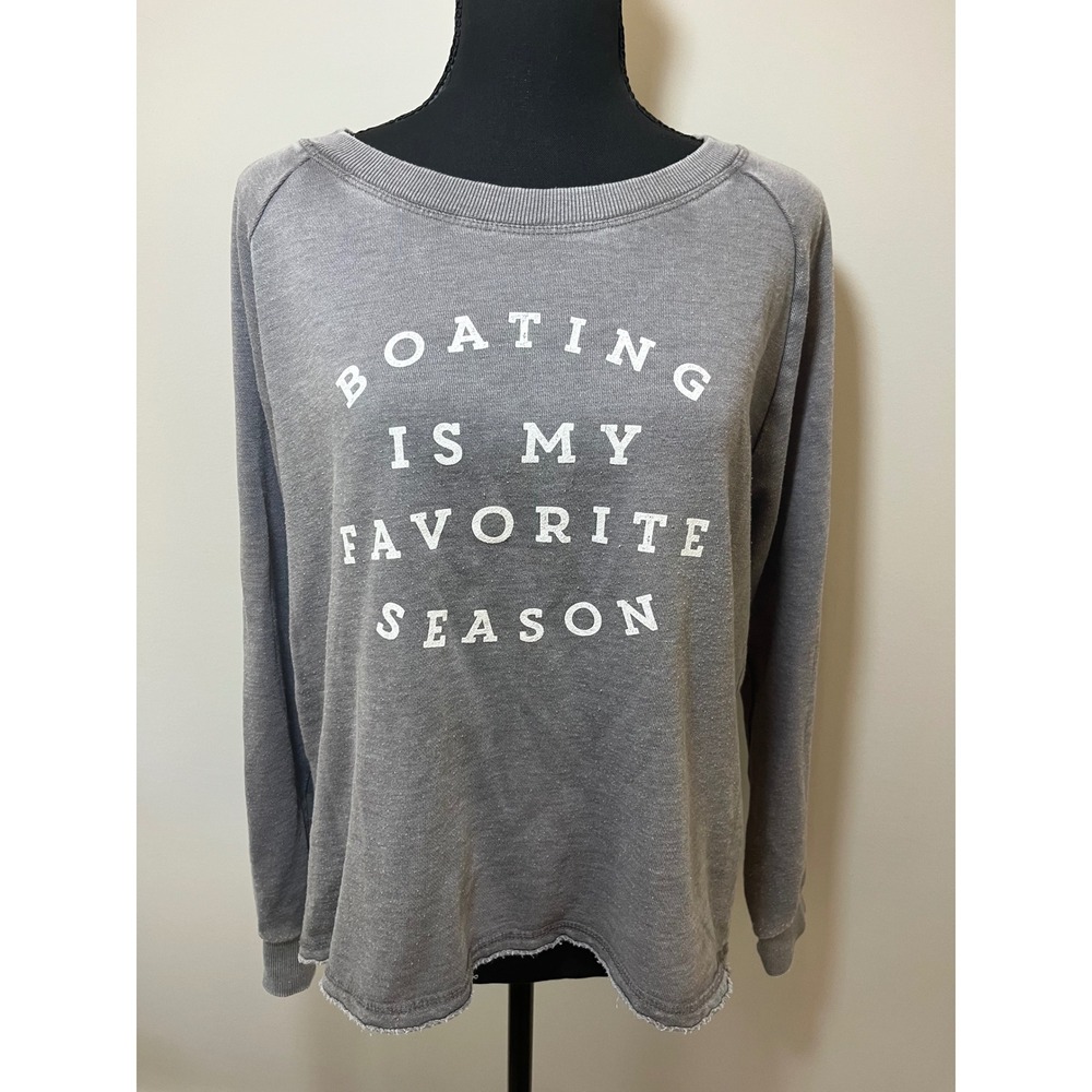 Boat House Apparel Gray Boating Is My Favorite Season Graphic Sweatshirt Large